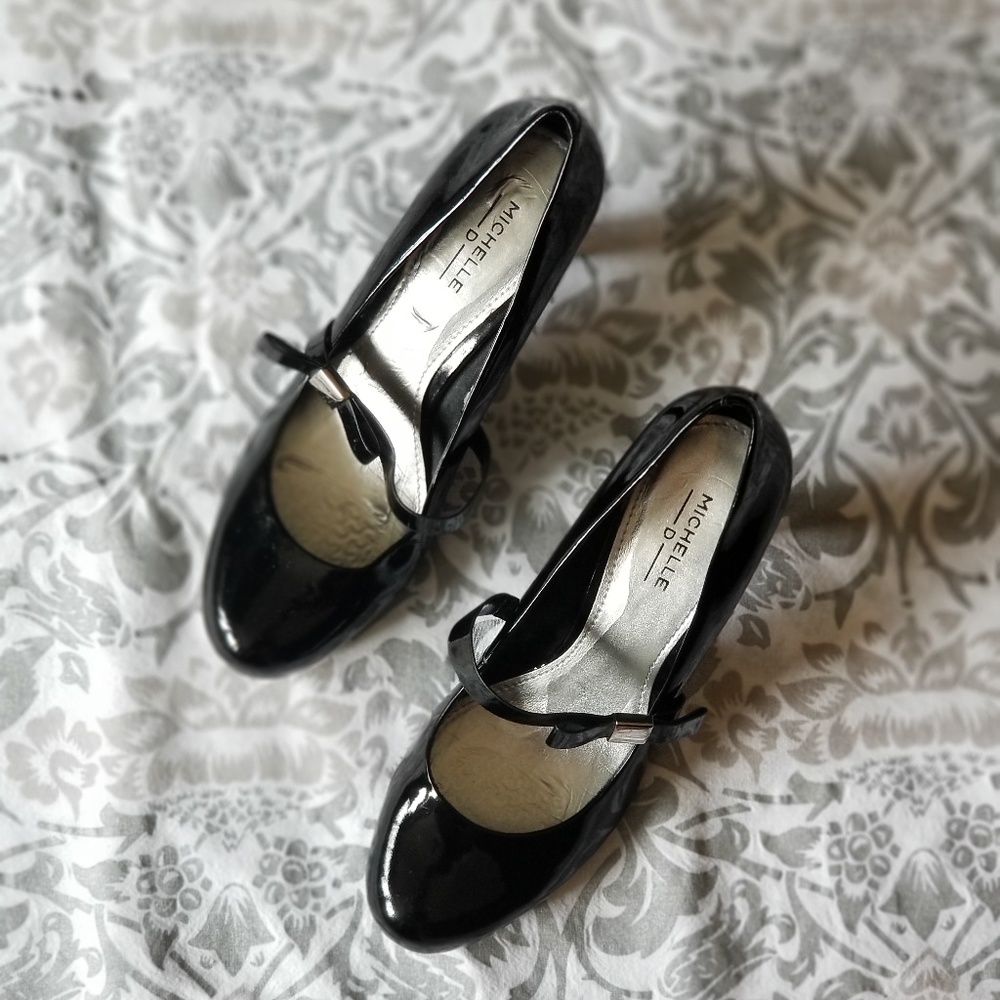Michelle D Black Patent Leather  2" Heels